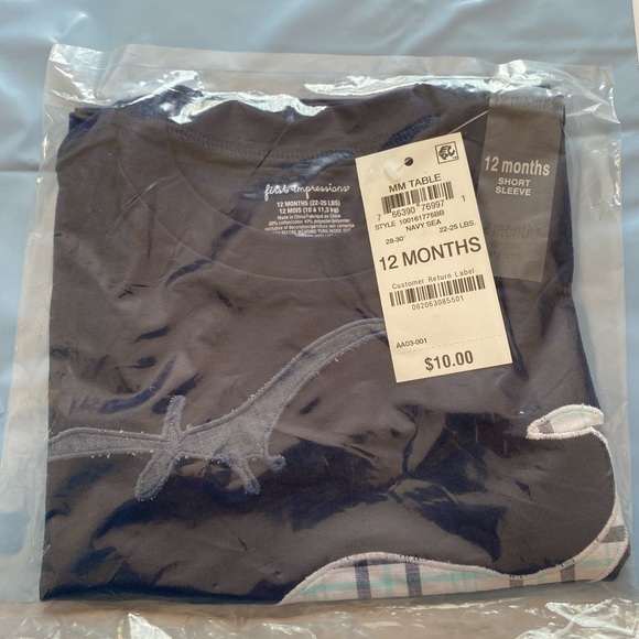 NEW First Impressions baby boy Dino T-shirt size 12 months blue CC - Picture 4 of 5